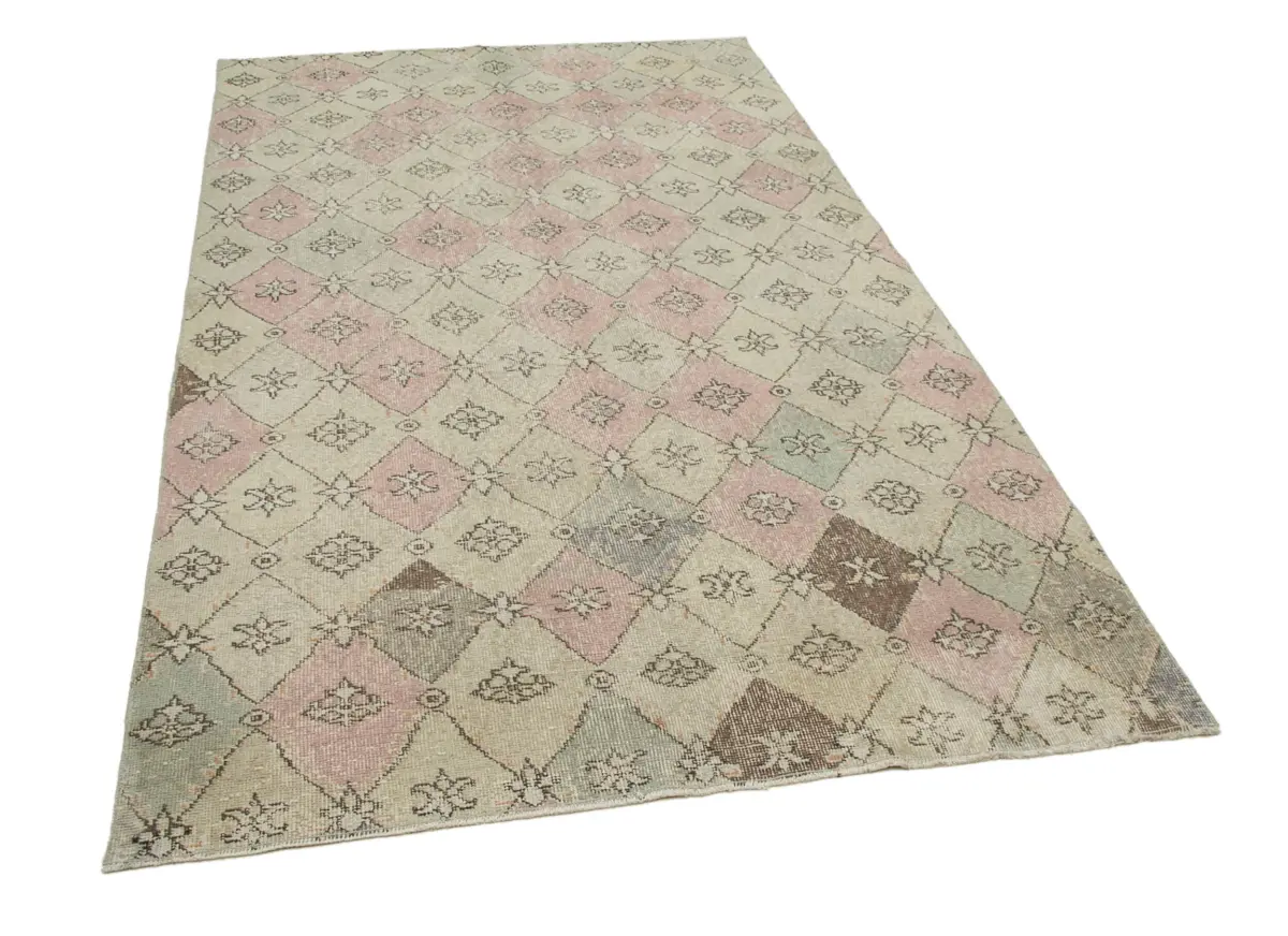 Damalı Modern Dizayn Geometrik Multi Renk Pamuk Üstü Yün El Dokuma Halı-153x260 - Görsel 2