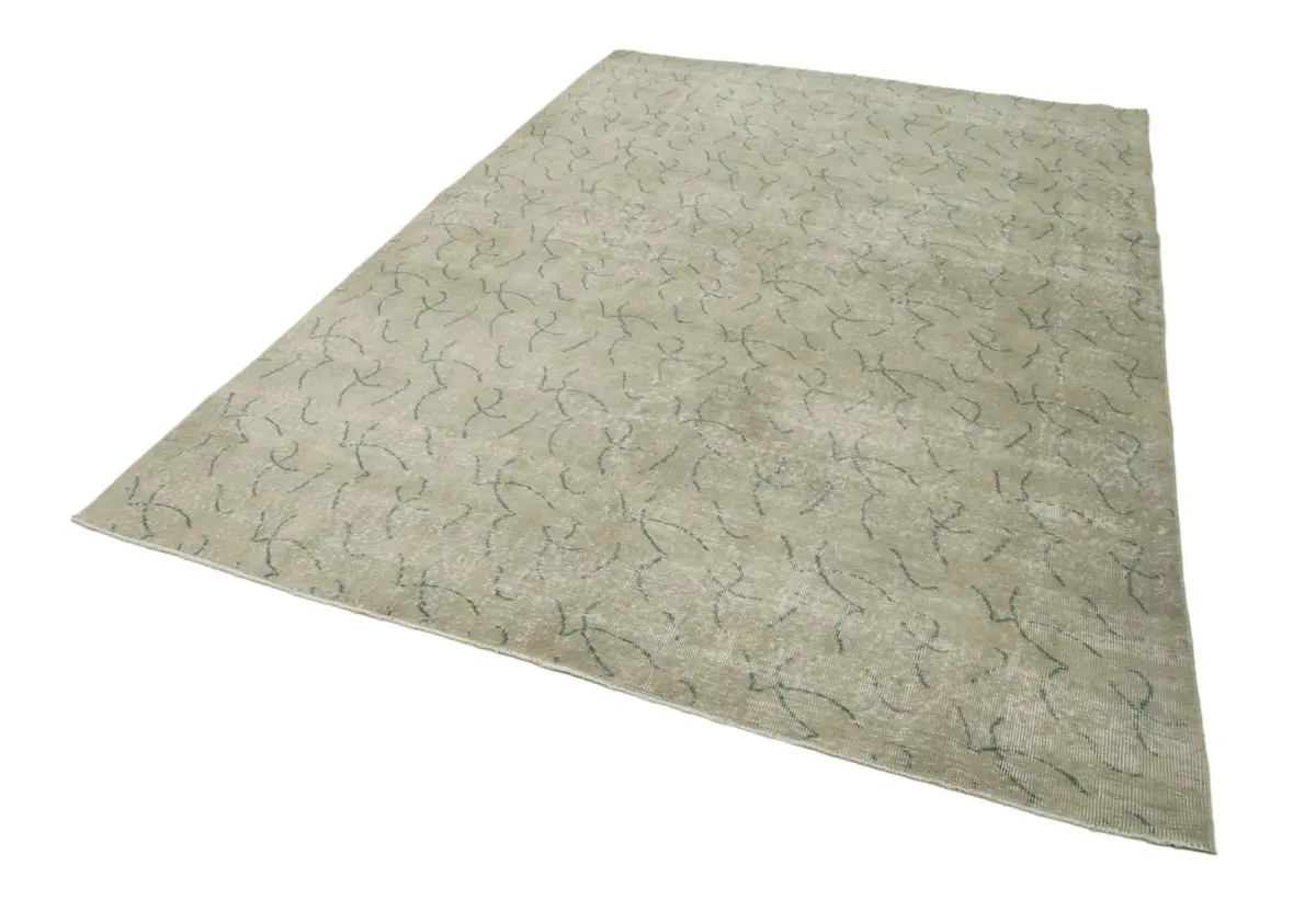 Damalı Modern Dizayn Geometrik Bej Pamuk Üstü Yün El Dokuma Halı-200x294 - Görsel 3