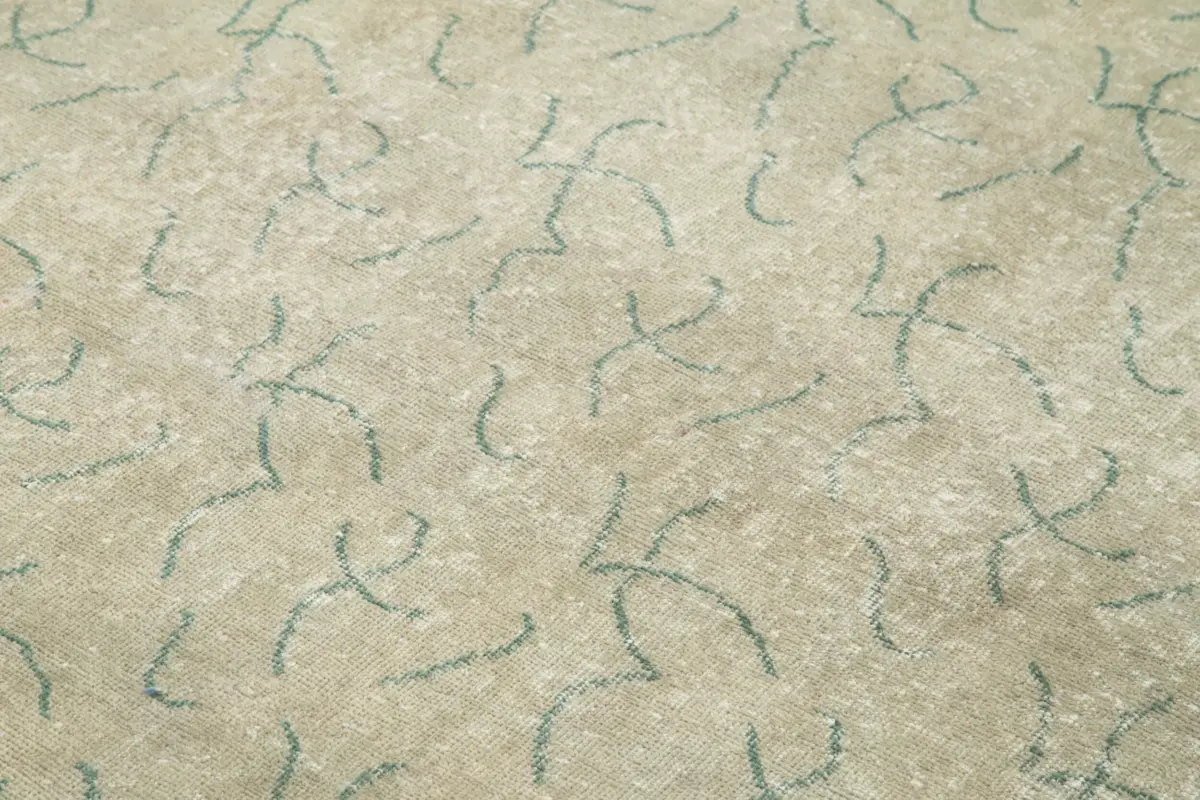 Damalı Modern Dizayn Geometrik Bej Pamuk Üstü Yün El Dokuma Halı-200x294 - Görsel 5
