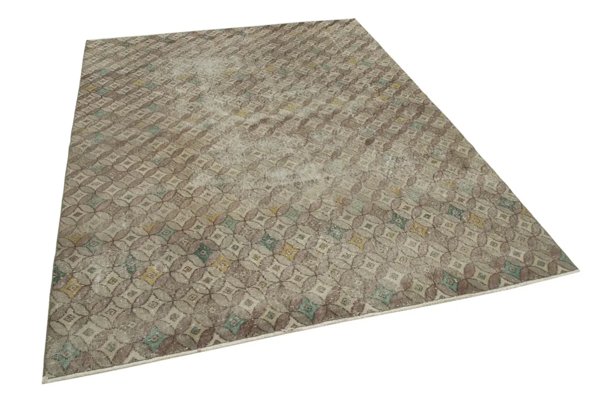 Damalı Modern Dizayn Geometrik Multi Renk Pamuk Üstü Yün El Dokuma Halı-190x256 - Görsel 2