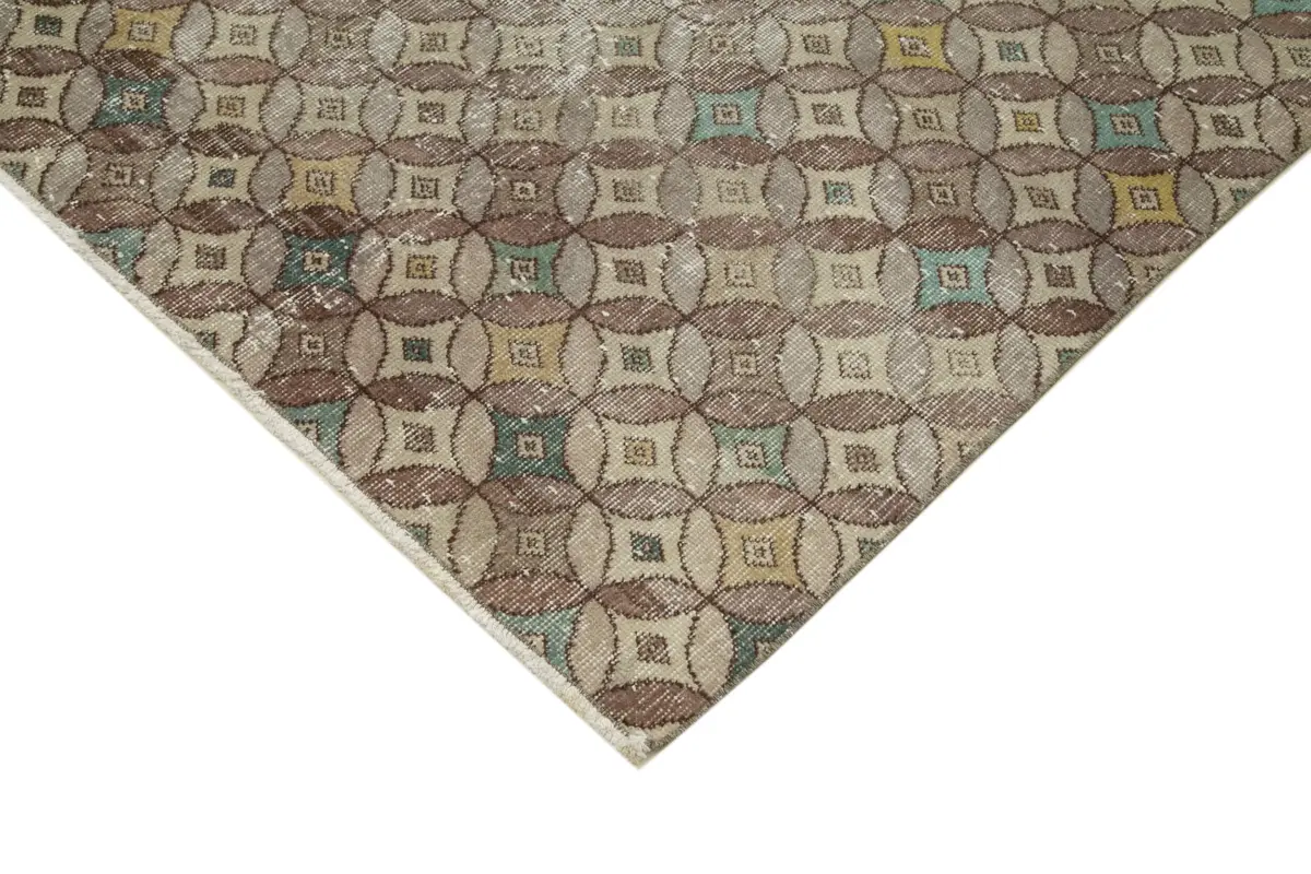 Damalı Modern Dizayn Geometrik Multi Renk Pamuk Üstü Yün El Dokuma Halı-190x256 - Görsel 4