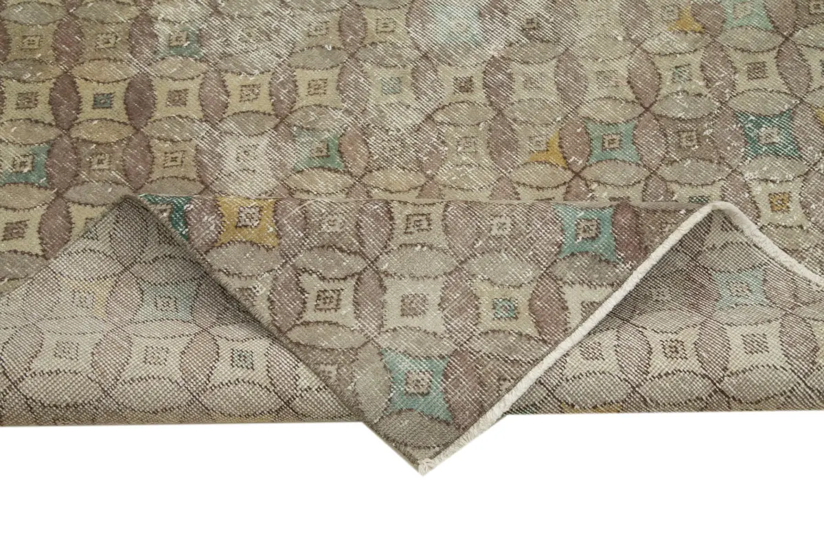 Damalı Modern Dizayn Geometrik Multi Renk Pamuk Üstü Yün El Dokuma Halı-190x256 - Görsel 6