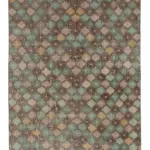 Damalı Modern Dizayn Geometrik Multi Renk Pamuk Üstü Yün El Dokuma Halı-171x294