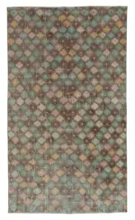 Damalı Modern Dizayn Geometrik Multi Renk Pamuk Üstü Yün El Dokuma Halı-171x294