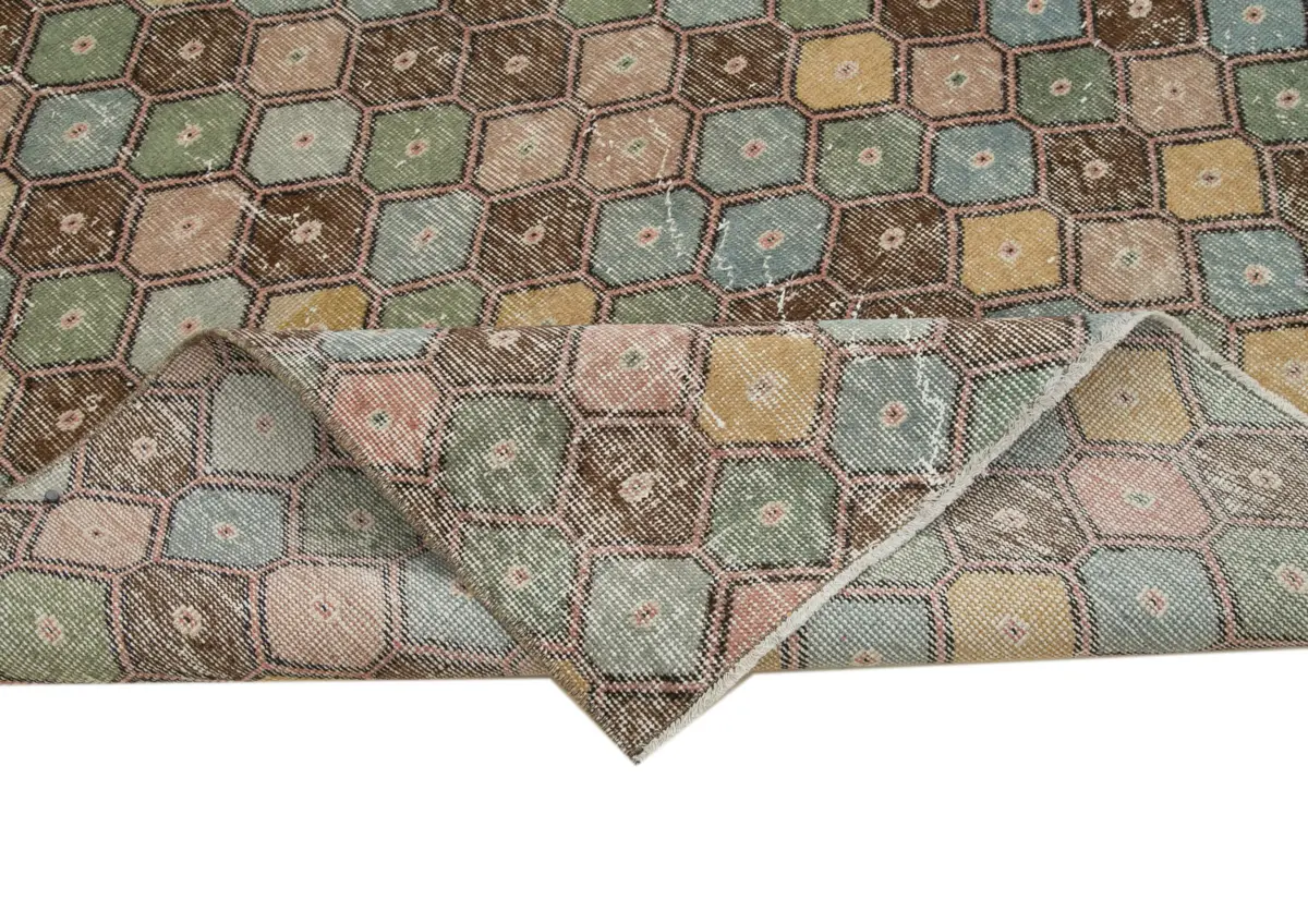 Damalı Modern Dizayn Geometrik Multi Renk Pamuk Üstü Yün El Dokuma Halı-171x294 - Görsel 6