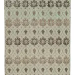 Damalı Modern Dizayn Geometrik Bej Pamuk Üstü Yün El Dokuma Halı-144x244