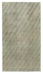 Damalı Modern Dizayn Geometrik Bej Pamuk Üstü Yün El Dokuma Halı-146x260