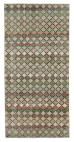 Damalı Modern Dizayn Geometrik Multi Renk Pamuk Üstü Yün El Dokuma Halı-135x280