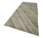 Damalı Modern Dizayn Geometrik Bej Pamuk Üstü Yün El Dokuma Halı-138x341 - Görsel 3