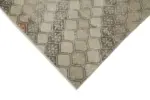 Damalı Modern Dizayn Geometrik Bej Pamuk Üstü Yün El Dokuma Halı-138x341 - Görsel 4