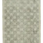 Damalı Modern Dizayn Geometrik Bej Pamuk Üstü Yün El Dokuma Halı-187x310