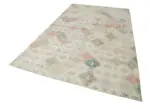 Damalı Modern Dizayn Geometrik Bej Pamuk Üstü Yün El Dokuma Halı-182x314 - Görsel 3