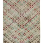 Damalı Modern Dizayn Geometrik Multi Renk Pamuk Üstü Yün El Dokuma Halı-113x272