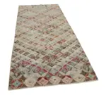 Damalı Modern Dizayn Geometrik Multi Renk Pamuk Üstü Yün El Dokuma Halı-113x272 - Görsel 2