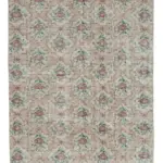 Damalı Modern Dizayn Geometrik Bej Pamuk Üstü Yün El Dokuma Halı-183x308