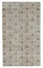 Damalı Modern Dizayn Geometrik Bej Pamuk Üstü Yün El Dokuma Halı-183x308