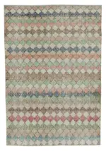 Damalı Modern Dizayn Geometrik Multi Renk Pamuk Üstü Yün El Dokuma Halı-150x216