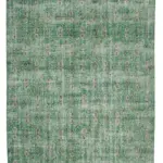 Damalı Modern Dizayn Geometrik Yeşil Pamuk Üstü Yün El Dokuma Halı-207x304