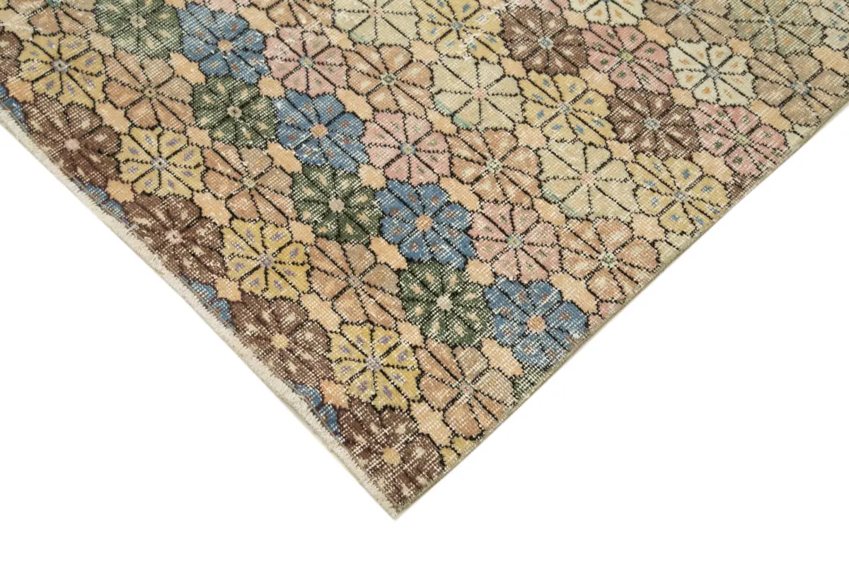 Damalı Modern Dizayn Geometrik Multi Renk Pamuk Üstü Yün El Dokuma Halı-166x284 - Görsel 4