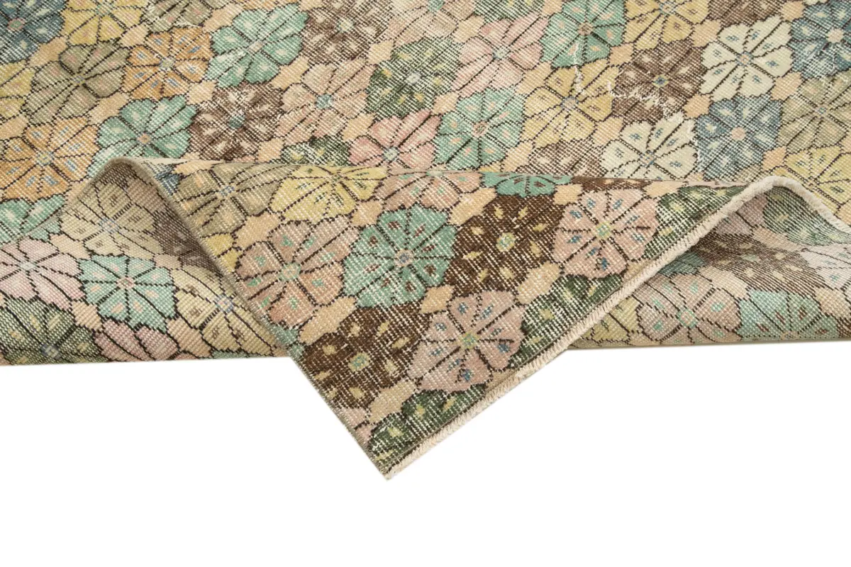 Damalı Modern Dizayn Geometrik Multi Renk Pamuk Üstü Yün El Dokuma Halı-166x284 - Görsel 6