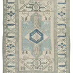 Anadolu Eskitme Mavi Pamuk Üzerine Yün El Dokuma Halı-220x315