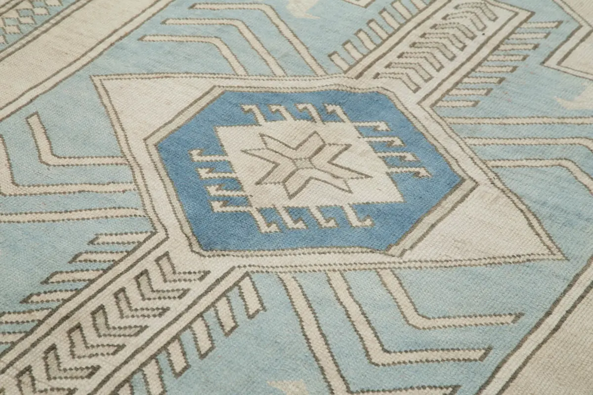 Anadolu Eskitme Mavi Pamuk Üzerine Yün El Dokuma Halı-220x315 - Görsel 5