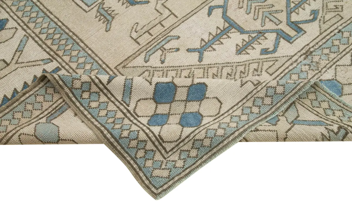 Anadolu Eskitme Mavi Pamuk Üzerine Yün El Dokuma Halı-220x315 - Görsel 6