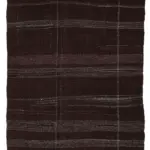 Kıl Çizgili Kahverengi Keçi Kılı İpliğinden El Dokuma Kilim-173x312