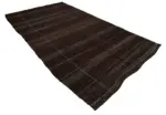 Kıl Çizgili Kahverengi Keçi Kılı İpliğinden El Dokuma Kilim-173x312 - Görsel 2