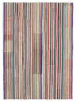 Chaput Patchwork Multi Renk Pamuk Üzerine Yün El Dokuma Kilim-220x300