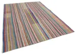 Chaput Patchwork Multi Renk Pamuk Üzerine Yün El Dokuma Kilim-220x300 - Görsel 2