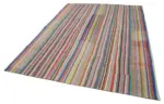 Chaput Patchwork Multi Renk Pamuk Üzerine Yün El Dokuma Kilim-220x300 - Görsel 3