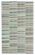 Chaput Patchwork Multi Renk Pamuk Üzerine Yün El Dokuma Kilim-180x295