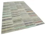 Chaput Patchwork Multi Renk Pamuk Üzerine Yün El Dokuma Kilim-180x295 - Görsel 2