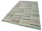 Chaput Patchwork Multi Renk Pamuk Üzerine Yün El Dokuma Kilim-180x295 - Görsel 3