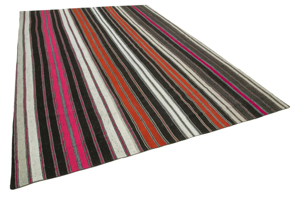 Chaput Patchwork Multi Renk Pamuk Üzerine Yün El Dokuma Kilim-260x385 - Görsel 2
