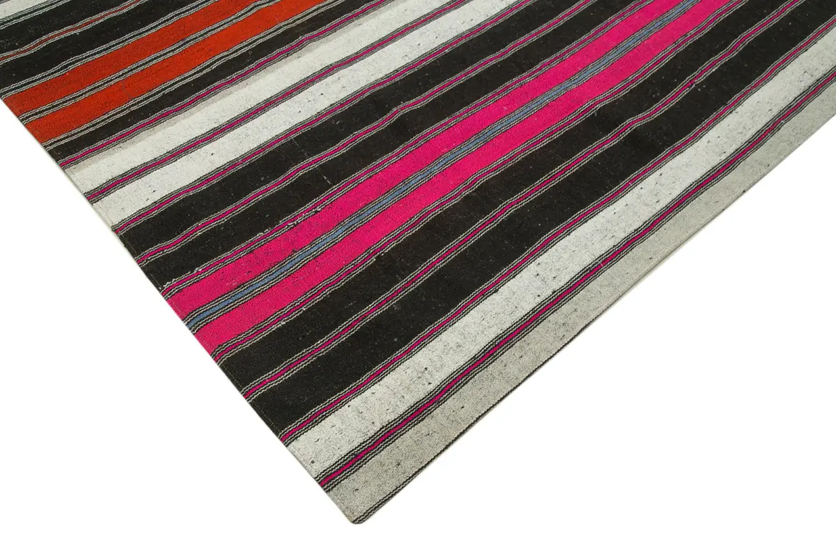 Chaput Patchwork Multi Renk Pamuk Üzerine Yün El Dokuma Kilim-260x385 - Görsel 4