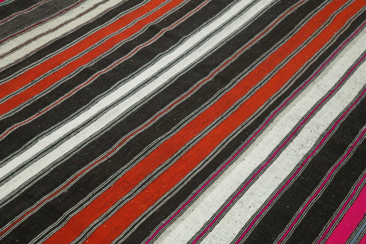 Chaput Patchwork Multi Renk Pamuk Üzerine Yün El Dokuma Kilim-260x385 - Görsel 5