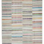 Chaput Patchwork Bej Renk Pamuk Üzerine Yün El Dokuma Kilim-277x392