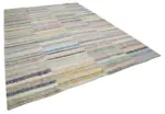 Chaput Patchwork Bej Renk Pamuk Üzerine Yün El Dokuma Kilim-277x392 - Görsel 2