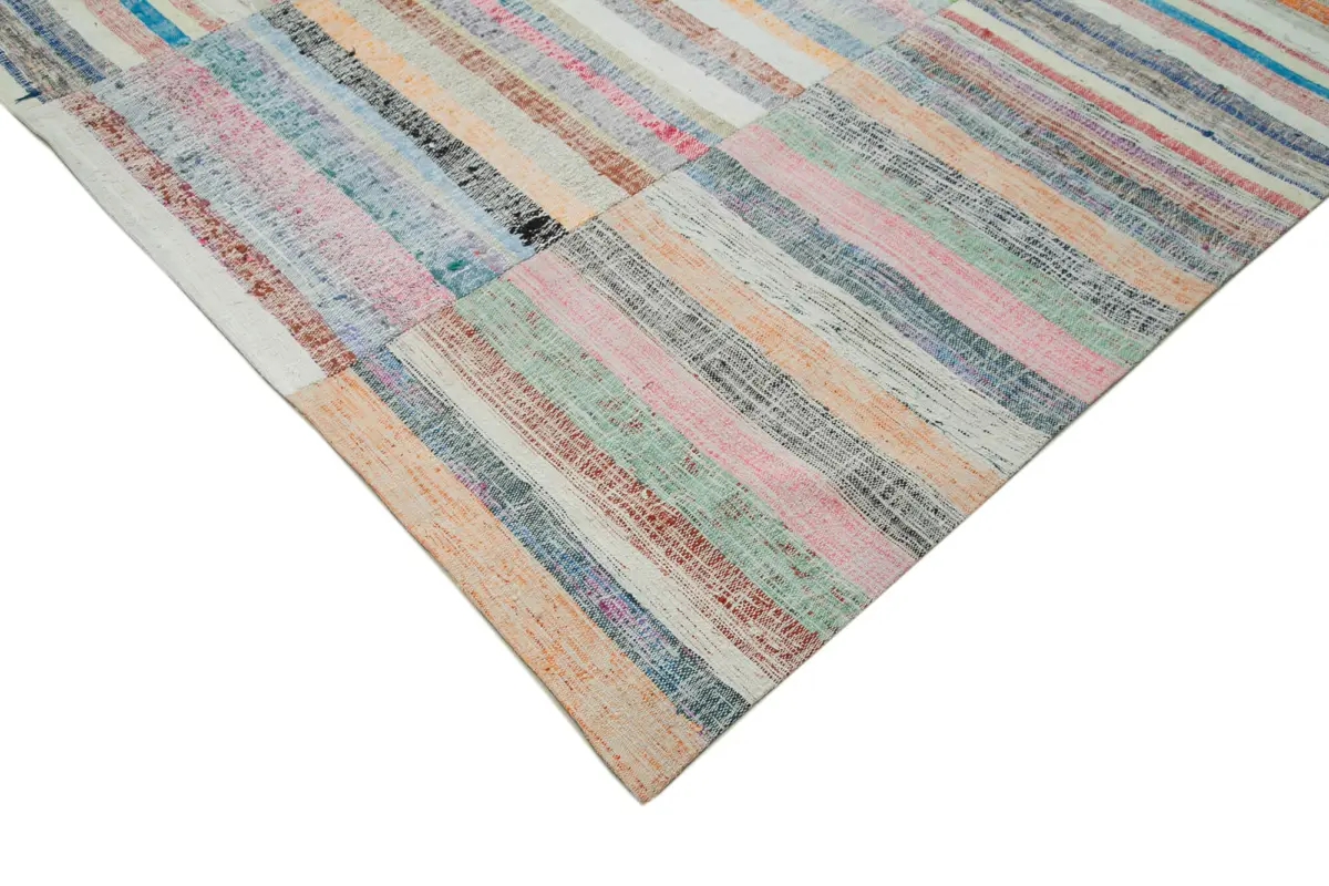 Chaput Patchwork Bej Renk Pamuk Üzerine Yün El Dokuma Kilim-277x392 - Görsel 4