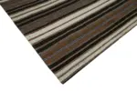 Kıl Çizgili Kahverengi Keçi Kılı İpliğinden El Dokuma Kilim-305x426 - Görsel 4