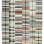 Chaput Patchwork Multi Renk Pamuk Üzerine Yün El Dokuma Kilim-260x370