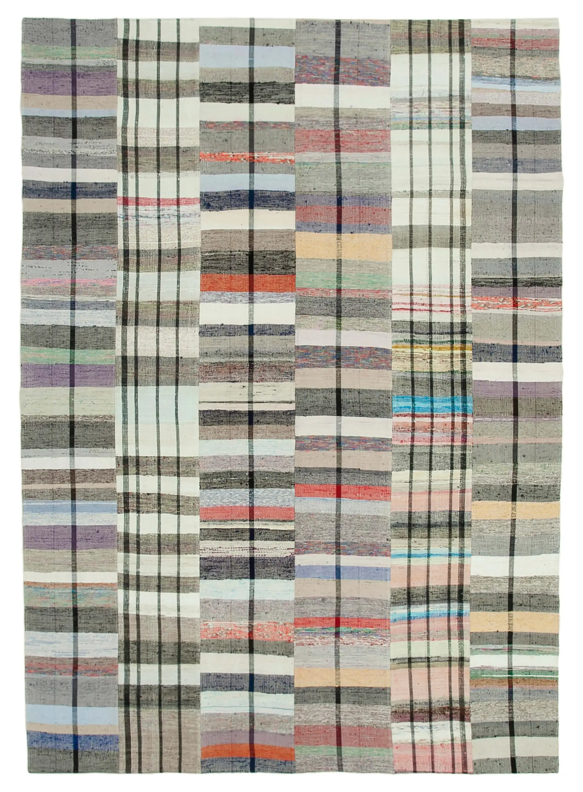 Rc_34462_1_Multicolor_Oriental_Kilim_Patchwork_Rugs Chaput Patchwork Multi Renk Pamuk Üzerine Yün El Dokuma Kilim-260x370 - Görsel 1