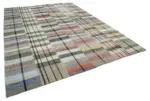 Chaput Patchwork Multi Renk Pamuk Üzerine Yün El Dokuma Kilim-260x370 - Görsel 2