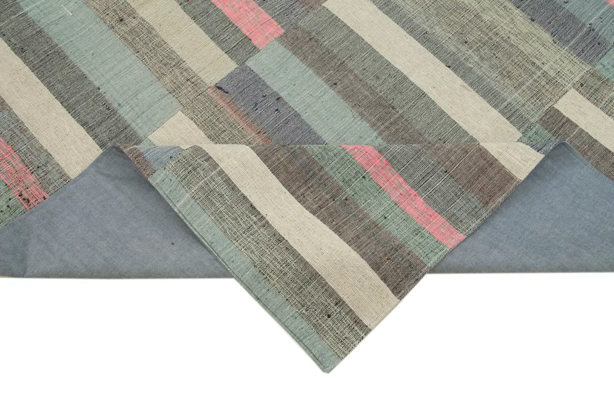 Chaput Patchwork Multi Renk Pamuk Üzerine Yün El Dokuma Kilim-257x360 - Görsel 6