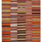 Anadolu Patchwork Turuncu Renk Pamuk Üzerine Yün El Dokuma Kilim-286x390