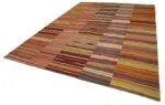Anadolu Patchwork Turuncu Renk Pamuk Üzerine Yün El Dokuma Kilim-286x390 - Görsel 3