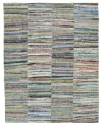 Chaput Patchwork Multi Renk Pamuk Üzerine Yün El Dokuma Kilim-280x355