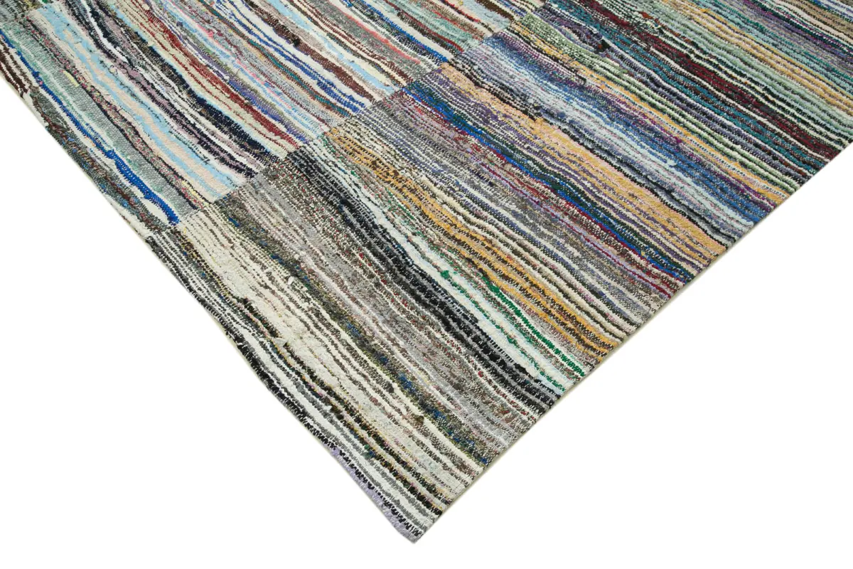 Chaput Patchwork Multi Renk Pamuk Üzerine Yün El Dokuma Kilim-280x355 - Görsel 4